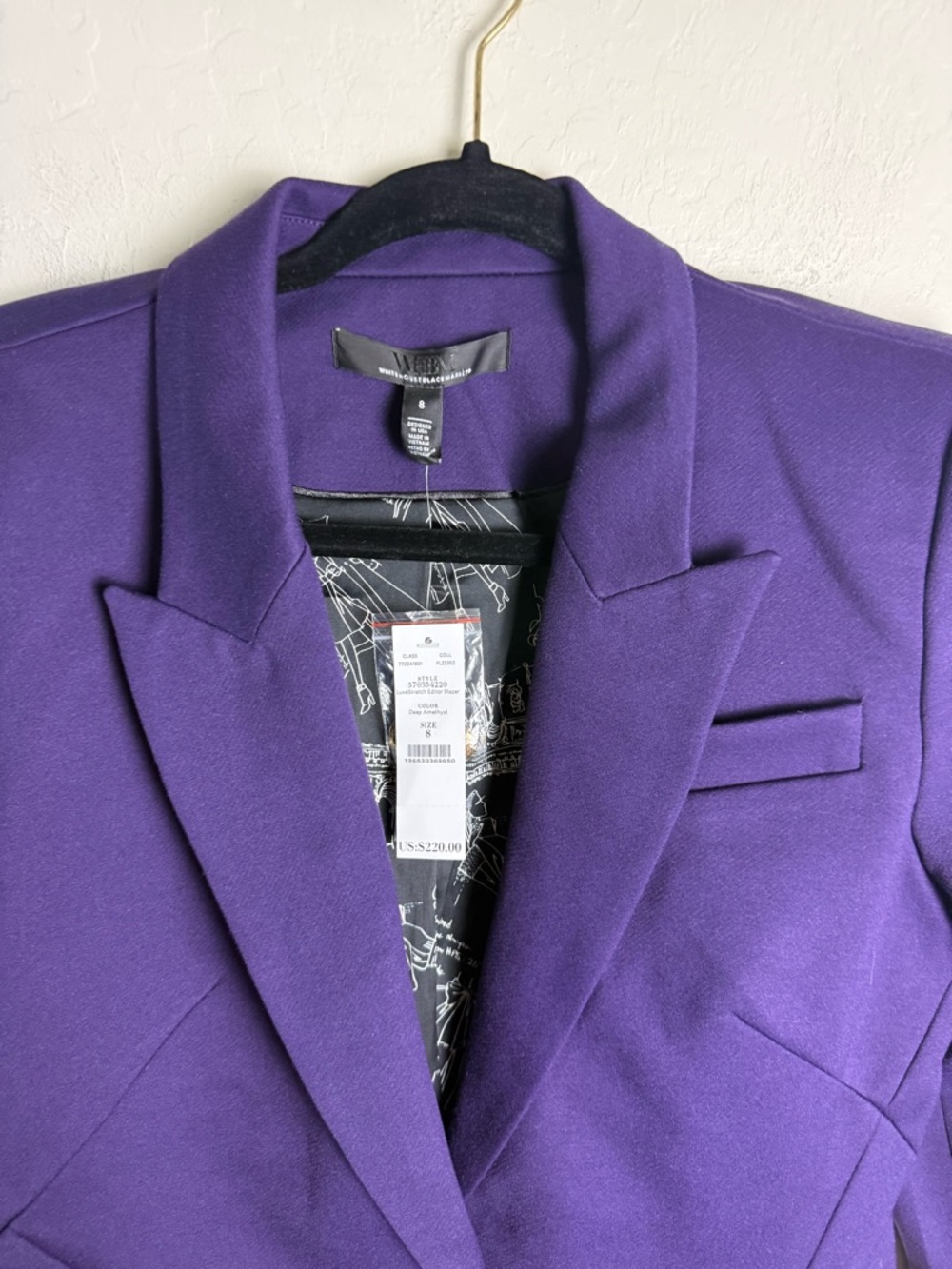 WHBM White House Black Market Luxe Stretch Editor Blazer Jacket Deep Amethyst - Picture 4 of 13